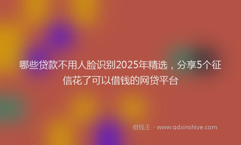 哪些贷款不用人脸识别2025年精选，分享5个征信花了可以借钱的网贷平台