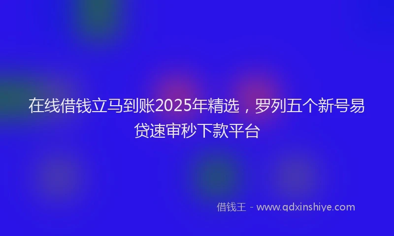 在线借钱立马到账2025年精选，罗列五个新号易贷速审秒下款平台