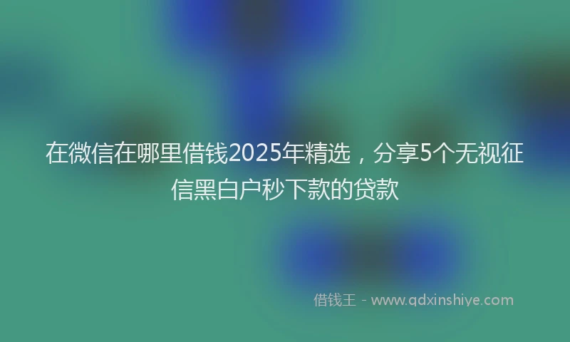 在微信在哪里借钱2025年精选，分享5个无视征信黑白户秒下款的贷款