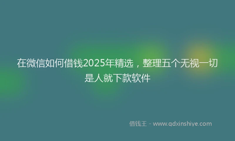 在微信如何借钱2025年精选，整理五个无视一切是人就下款软件