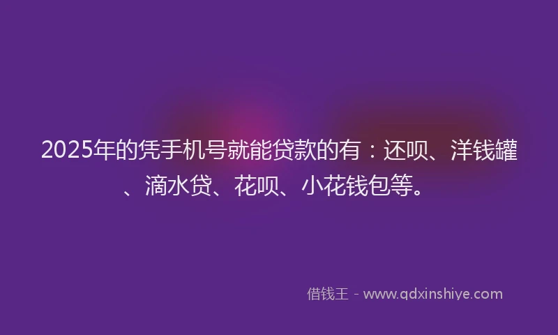 2025年的凭手机号就能贷款的有：还呗、洋钱罐、滴水贷、花呗、小花钱包等。