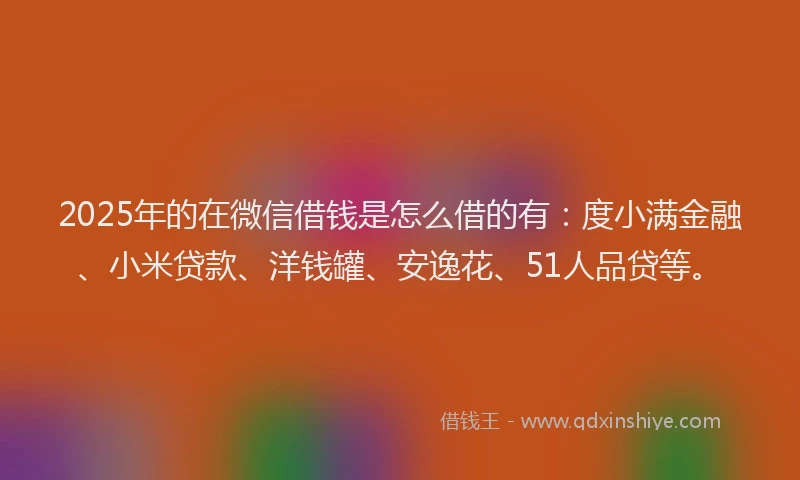 2025年的在微信借钱是怎么借的有：度小满金融、小米贷款、洋钱罐、安逸花、51人品贷等。