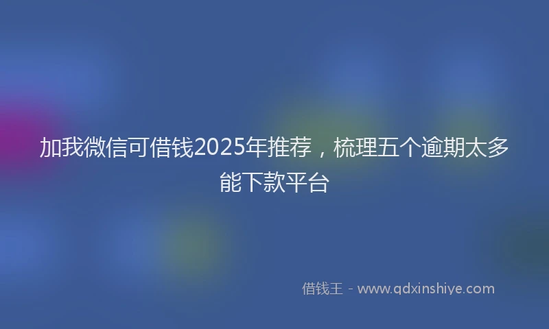 加我微信可借钱2025年推荐，梳理五个逾期太多能下款平台