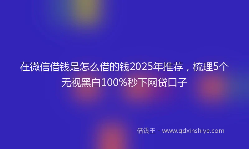 在微信借钱是怎么借的钱2025年推荐，梳理5个无视黑白100%秒下网贷口子