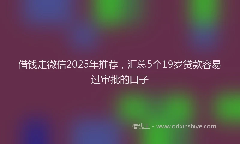 借钱走微信2025年推荐，汇总5个19岁贷款容易过审批的口子