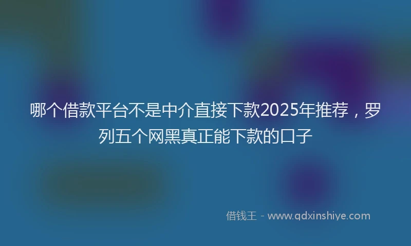哪个借款平台不是中介直接下款2025年推荐，罗列五个网黑真正能下款的口子