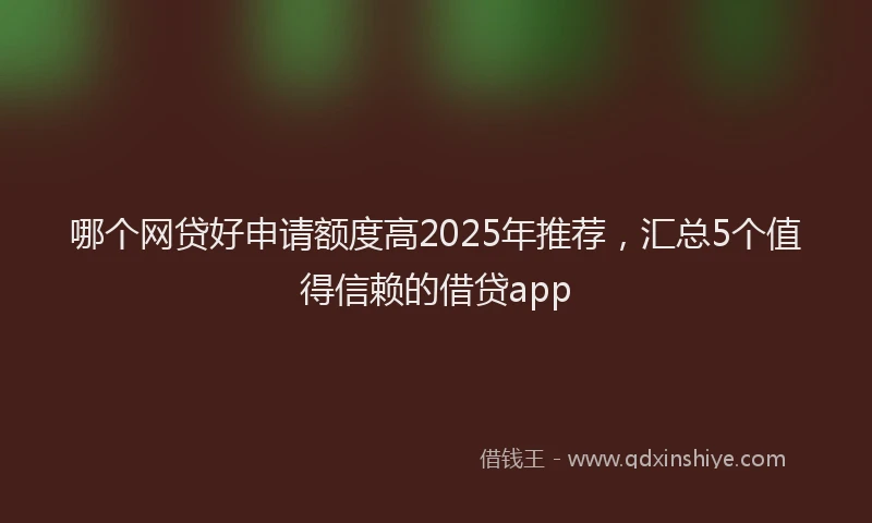 哪个网贷好申请额度高2025年推荐，汇总5个值得信赖的借贷app