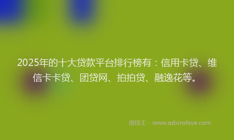 2025年的十大贷款平台排行榜有：信用卡贷、维信卡卡贷、团贷网、拍拍贷、融逸花等。