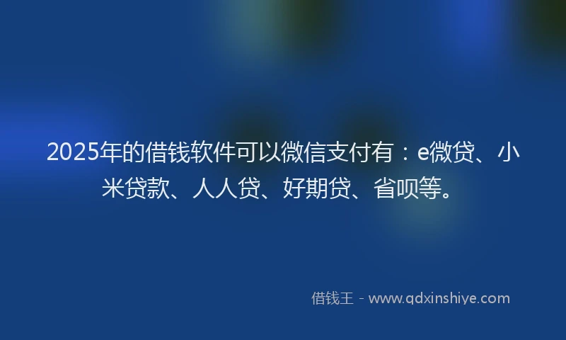 2025年的借钱软件可以微信支付有：e微贷、小米贷款、人人贷、好期贷、省呗等。