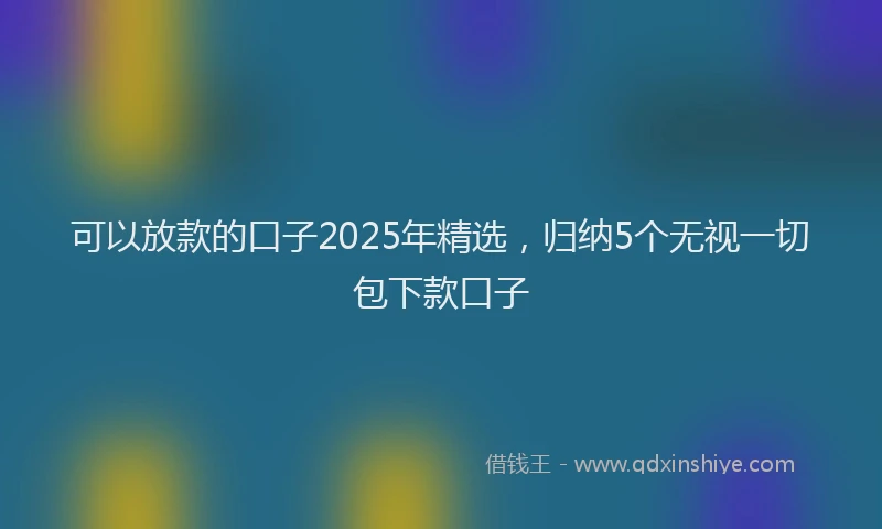可以放款的口子2025年精选，归纳5个无视一切包下款口子