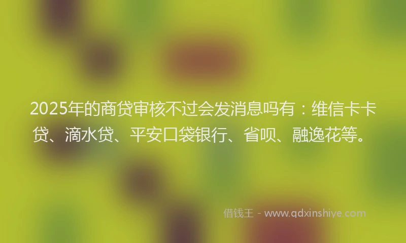 2025年的商贷审核不过会发消息吗有：维信卡卡贷、滴水贷、平安口袋银行、省呗、融逸花等。