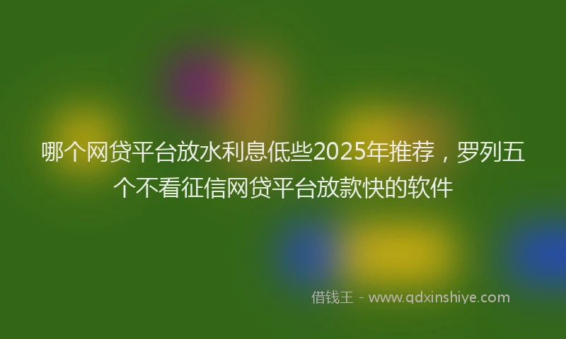 哪个网贷平台放水利息低些2025年推荐，罗列五个不看征信网贷平台放款快的软件