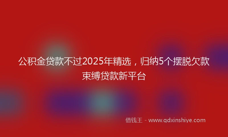公积金贷款不过2025年精选，归纳5个摆脱欠款束缚贷款新平台