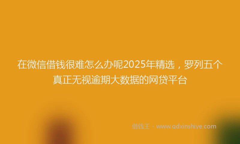 在微信借钱很难怎么办呢2025年精选，罗列五个真正无视逾期大数据的网贷平台