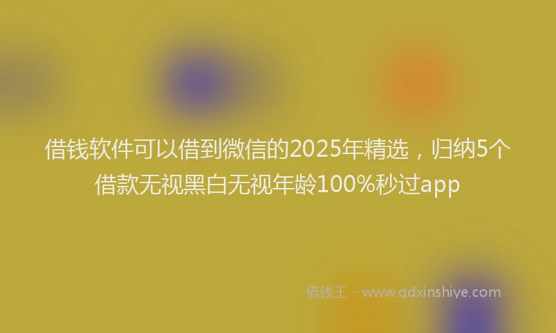 借钱软件可以借到微信的2025年精选，归纳5个借款无视黑白无视年龄100%秒过app