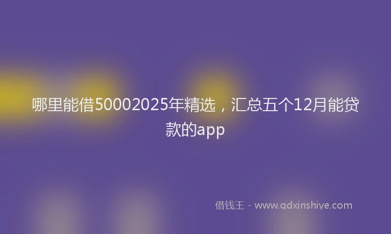 哪里能借50002025年精选，汇总五个12月能贷款的app