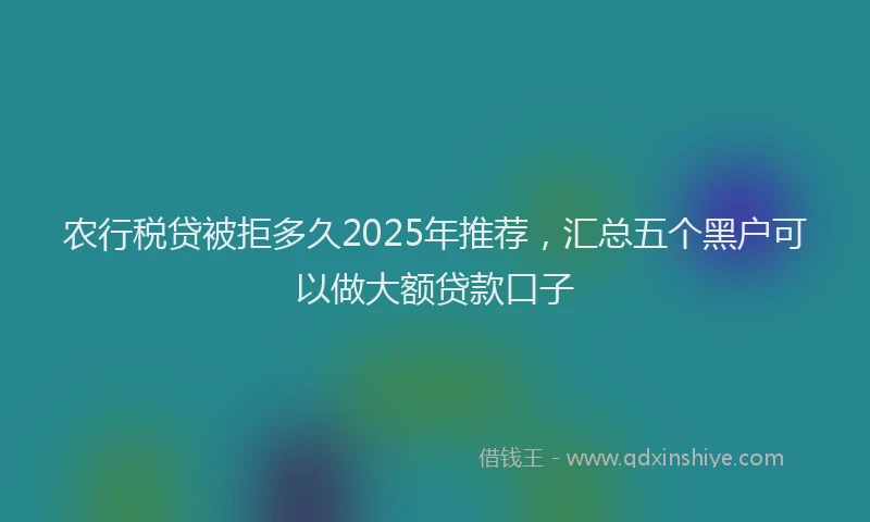 农行税贷被拒多久2025年推荐，汇总五个黑户可以做大额贷款口子