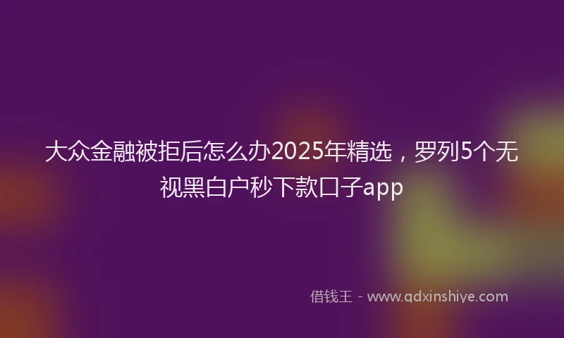 大众金融被拒后怎么办2025年精选，罗列5个无视黑白户秒下款口子app