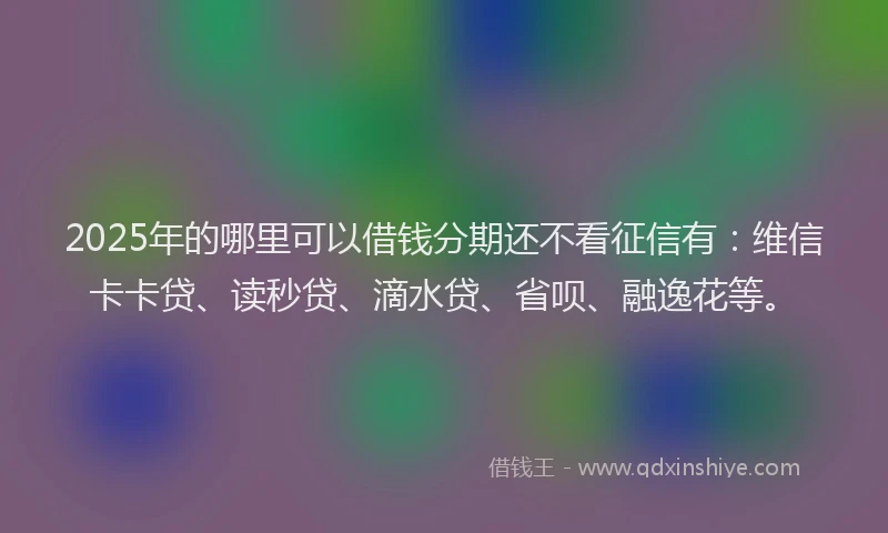2025年的哪里可以借钱分期还不看征信有：维信卡卡贷、读秒贷、滴水贷、省呗、融逸花等。