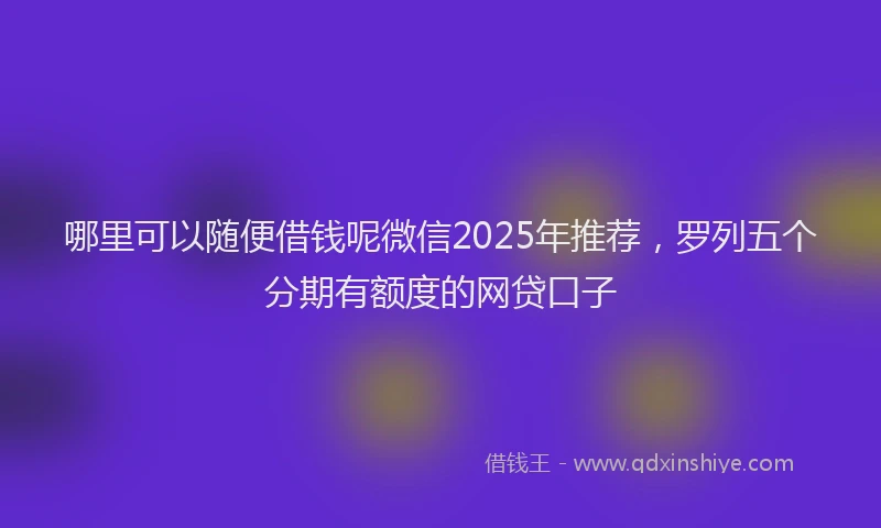 哪里可以随便借钱呢微信2025年推荐，罗列五个分期有额度的网贷口子