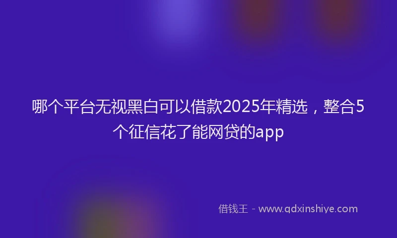 哪个平台无视黑白可以借款2025年精选，整合5个征信花了能网贷的app