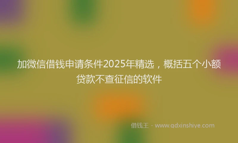 加微信借钱申请条件2025年精选，概括五个小额贷款不查征信的软件