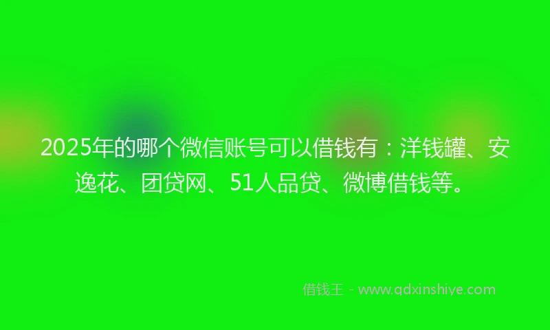 2025年的哪个微信账号可以借钱有：洋钱罐、安逸花、团贷网、51人品贷、微博借钱等。