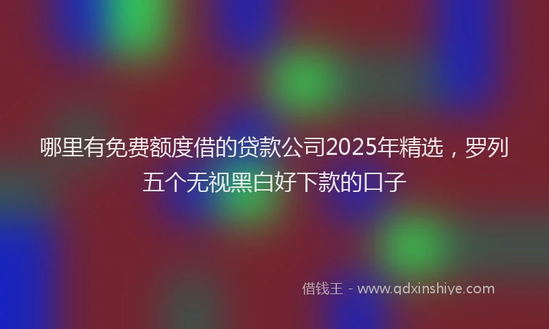 哪里有免费额度借的贷款公司2025年精选，罗列五个无视黑白好下款的口子