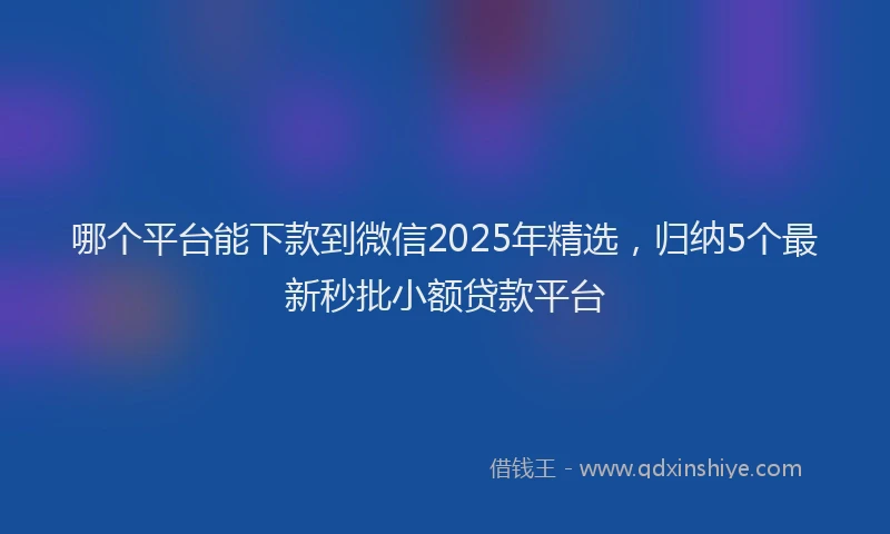 哪个平台能下款到微信2025年精选，归纳5个最新秒批小额贷款平台
