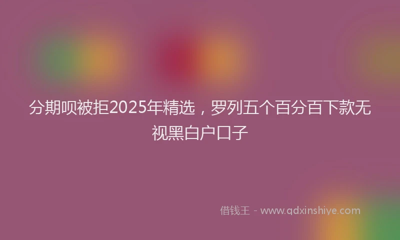 分期呗被拒2025年精选，罗列五个百分百下款无视黑白户口子