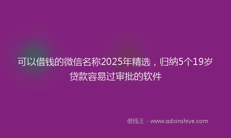 可以借钱的微信名称2025年精选，归纳5个19岁贷款容易过审批的软件