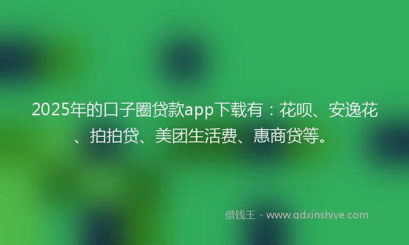 2025年的口子圈贷款app下载有：花呗、安逸花、拍拍贷、美团生活费、惠商贷等。