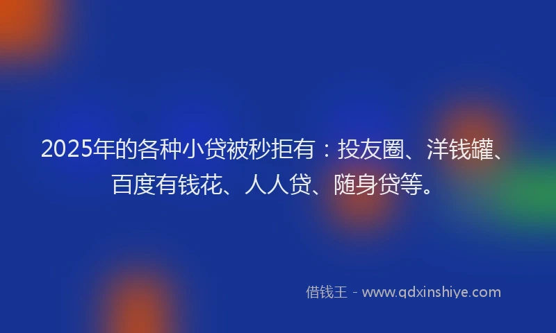 2025年的各种小贷被秒拒有：投友圈、洋钱罐、百度有钱花、人人贷、随身贷等。