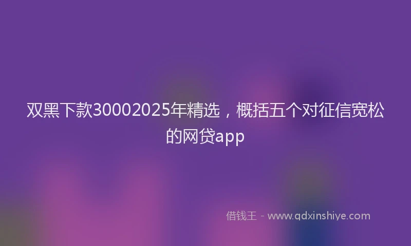 双黑下款30002025年精选，概括五个对征信宽松的网贷app