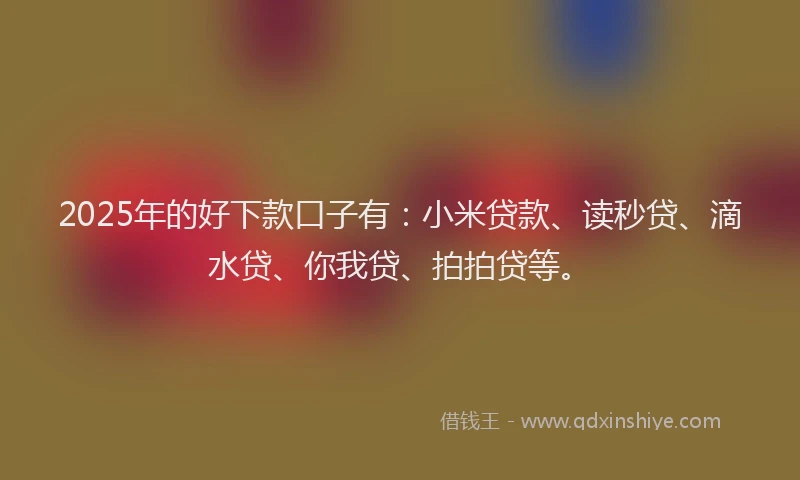 2025年的好下款口子有：小米贷款、读秒贷、滴水贷、你我贷、拍拍贷等。