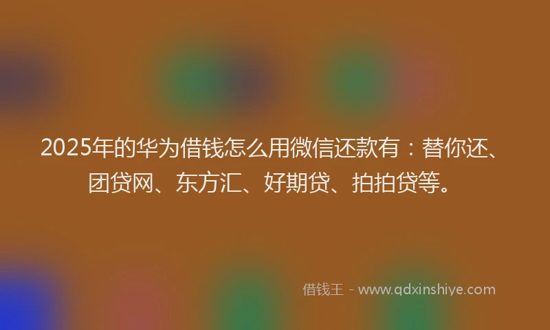 2025年的华为借钱怎么用微信还款有：替你还、团贷网、东方汇、好期贷、拍拍贷等。