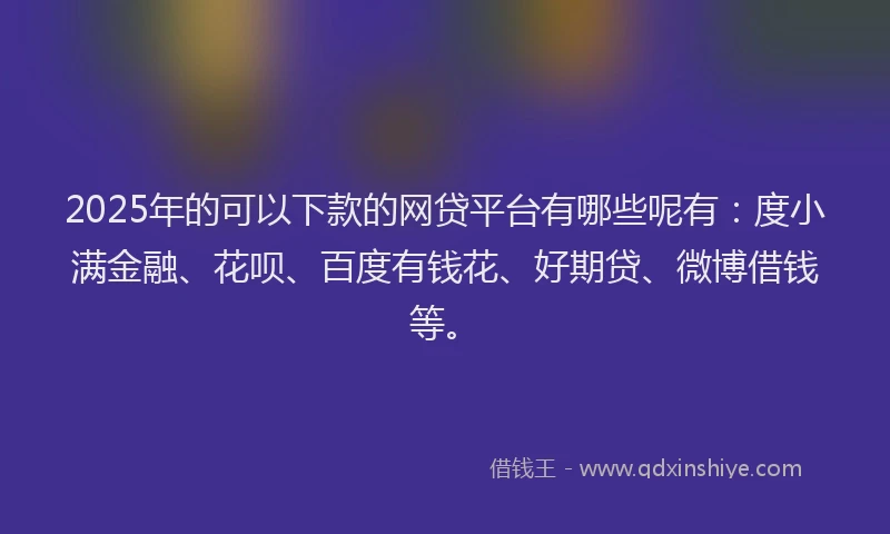2025年的可以下款的网贷平台有哪些呢有：度小满金融、花呗、百度有钱花、好期贷、微博借钱等。