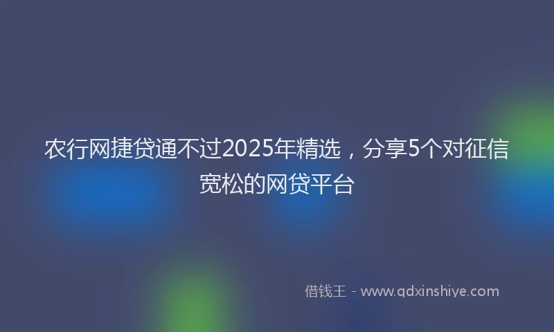 农行网捷贷通不过2025年精选，分享5个对征信宽松的网贷平台