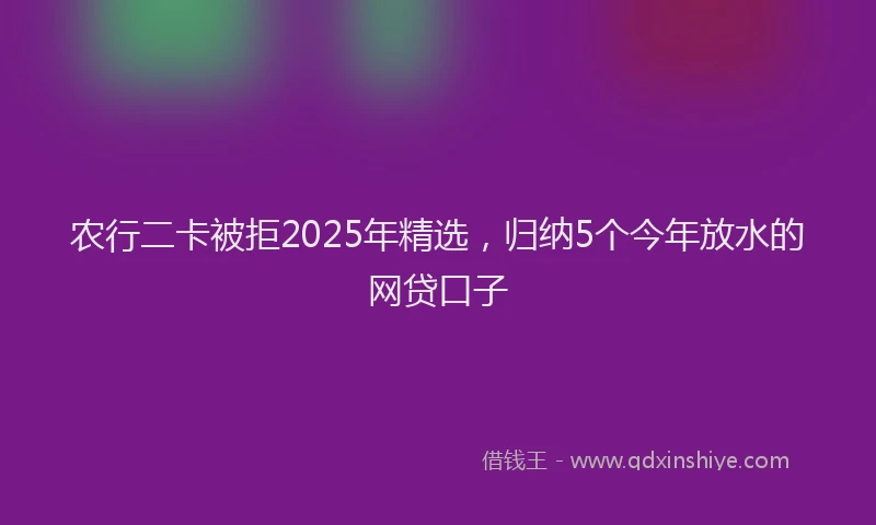 农行二卡被拒2025年精选，归纳5个今年放水的网贷口子