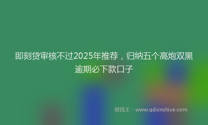 即刻贷审核不过2025年推荐，归纳五个高炮双黑逾期必下款口子