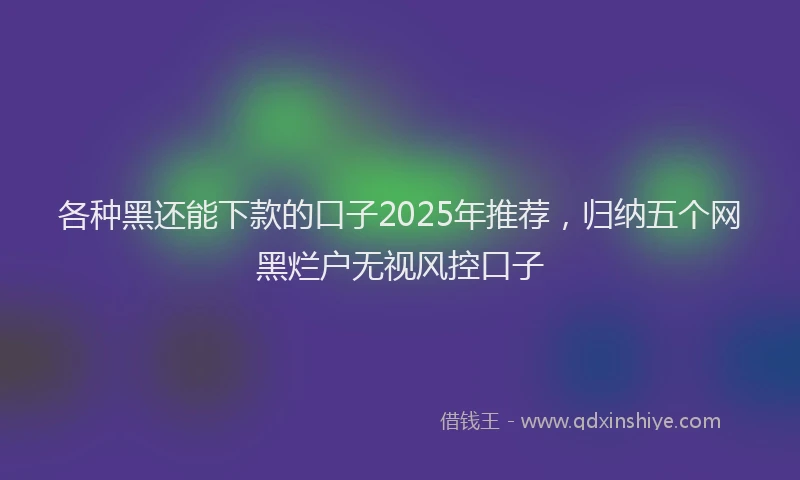 各种黑还能下款的口子2025年推荐，归纳五个网黑烂户无视风控口子