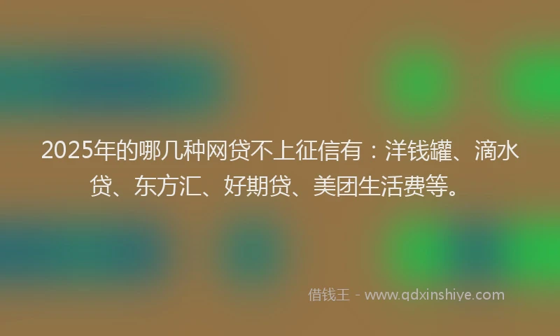 2025年的哪几种网贷不上征信有：洋钱罐、滴水贷、东方汇、好期贷、美团生活费等。