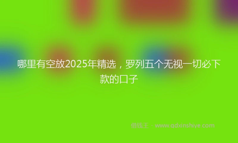 哪里有空放2025年精选，罗列五个无视一切必下款的口子