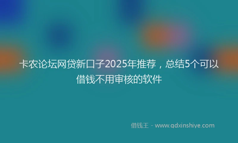卡农论坛网贷新口子2025年推荐，总结5个可以借钱不用审核的软件