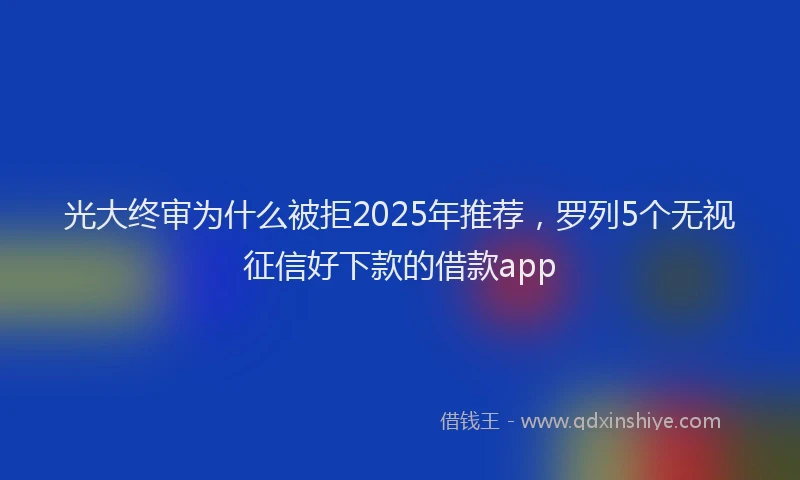 光大终审为什么被拒2025年推荐，罗列5个无视征信好下款的借款app