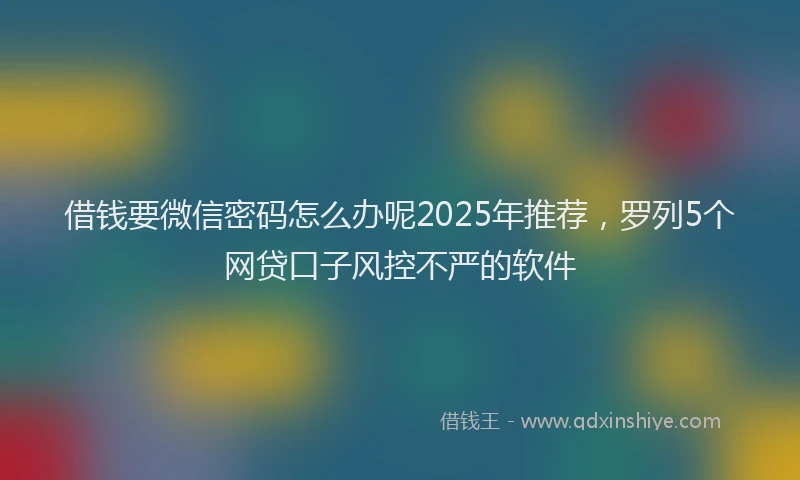 借钱要微信密码怎么办呢2025年推荐，罗列5个网贷口子风控不严的软件