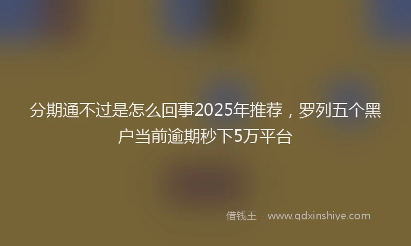 分期通不过是怎么回事2025年推荐，罗列五个黑户当前逾期秒下5万平台
