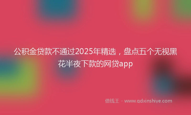 公积金贷款不通过2025年精选，盘点五个无视黑花半夜下款的网贷app