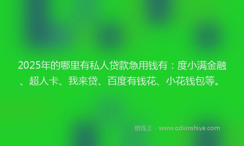 2025年的哪里有私人贷款急用钱有：度小满金融、超人卡、我来贷、百度有钱花、小花钱包等。