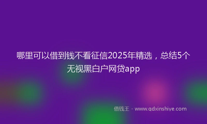 哪里可以借到钱不看征信2025年精选，总结5个无视黑白户网贷app